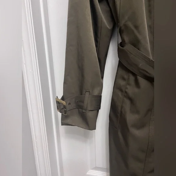 ❌SOLD❌London Fog Military Olive Green Broken Tench Coat Size XL Tortoise Buttons - Picture 5 of 13